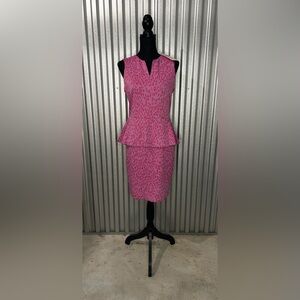 Womens Tyler Böe NWT Pink Polyester Rayon Spandex Midi Pencil Peplum Dress Small
